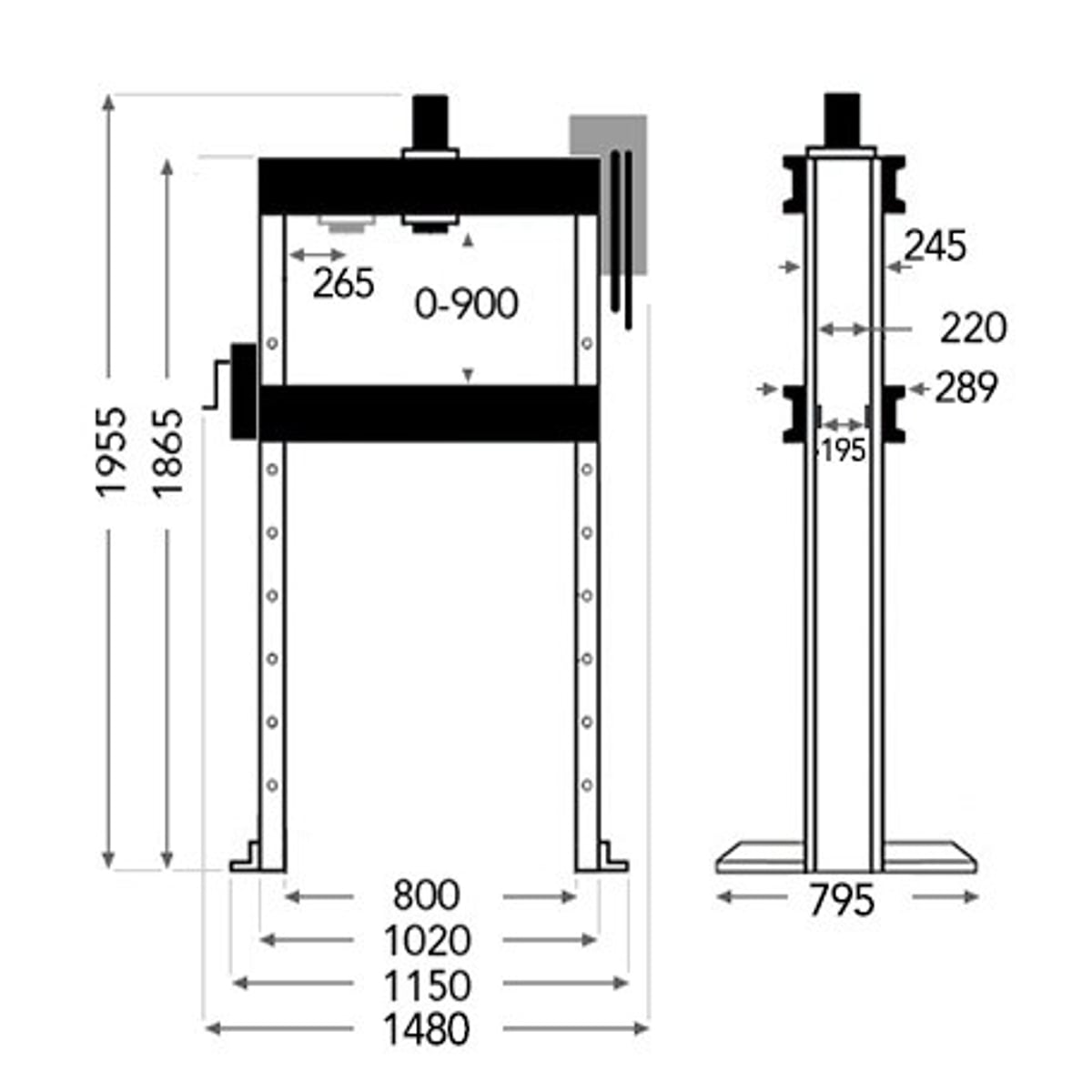 SGS 75 Tonne Hydraulic Press with Two-Speed Hand & Air Pumps